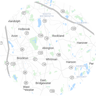 Best window replacement companies in Abington, MA map