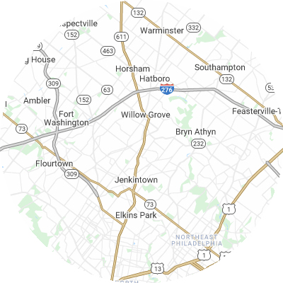 Best lawn care companies in Abington, PA map