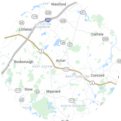 Best roofers in Acton, MA map
