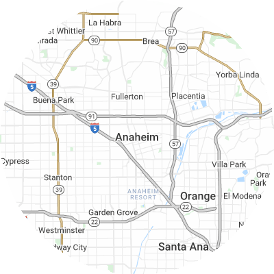 Best lawn companies in Anaheim, CA map