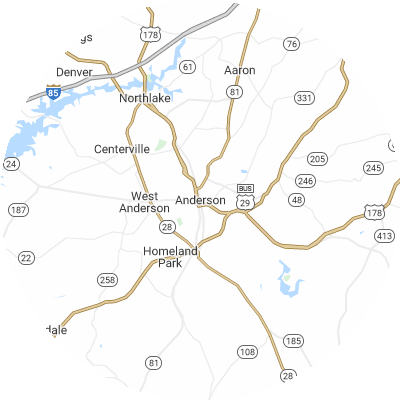 Best pest control companies in Anderson, SC map