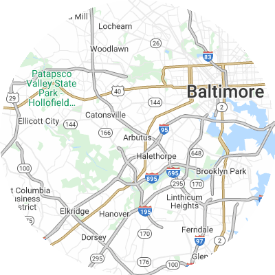 Best tree removal companies in Arbutus, MD map