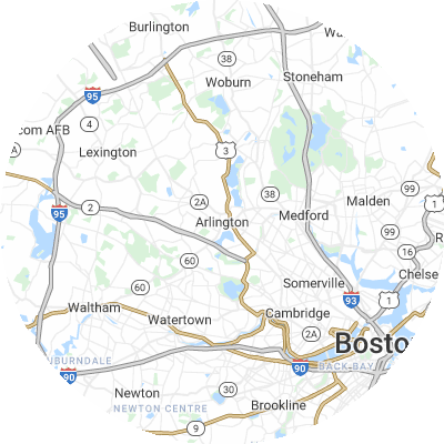 Best roofing companies in Arlington, MA map