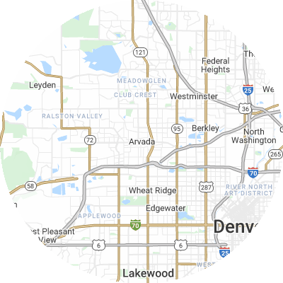 Best roofing companies in Arvada, CO map