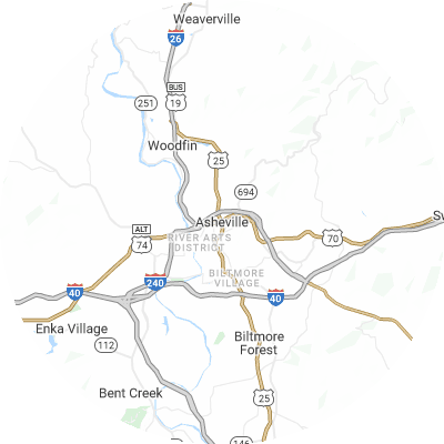 Best window replacement companies in Asheville, NC map