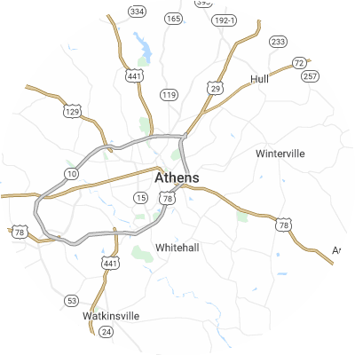 Best roofers in Athens, GA map