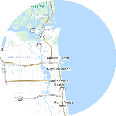 Best roofers in Atlantic Beach, FL map