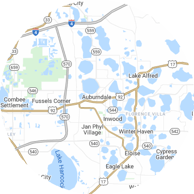 Best pest control companies in Auburndale, FL map