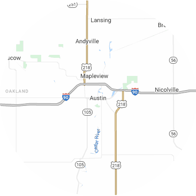 Best moving companies in Austin, MN map