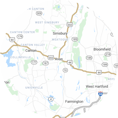 Best roofers in Avon, CT map