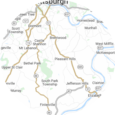 Best moving companies in Baldwin, PA map