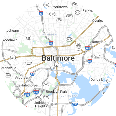Best roofers in Baltimore, MD map
