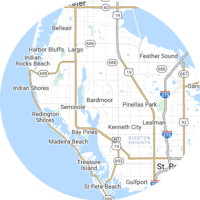 Best pest control companies in Bardmoor, FL map