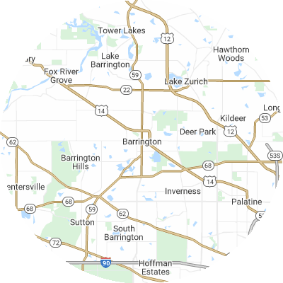 Best lawn care companies in Barrington, IL map