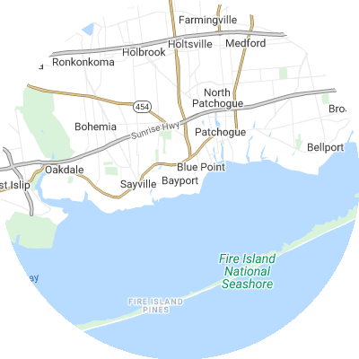 Best lawn care companies in Bayport, NY map