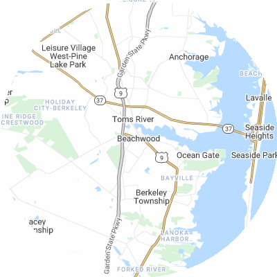 Best window replacement companies in Beachwood, NJ map