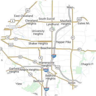 Best window replacement companies in Beachwood, OH map