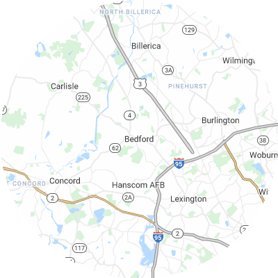 Best window replacement companies in Bedford, MA map