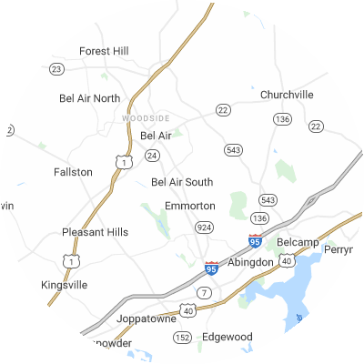 Best moving companies in Bel Air South, MD map