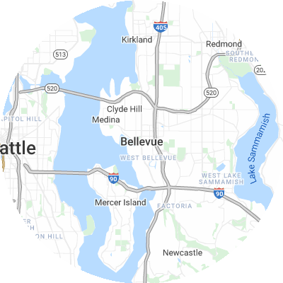 Best window replacement companies in Bellevue, WA map