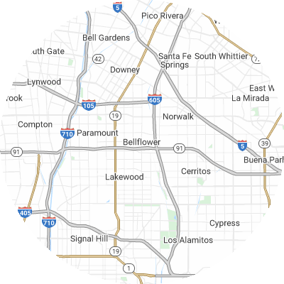Best concrete companies in Bellflower, CA map