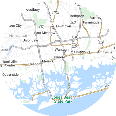 Best roofers in Bellmore, NY map