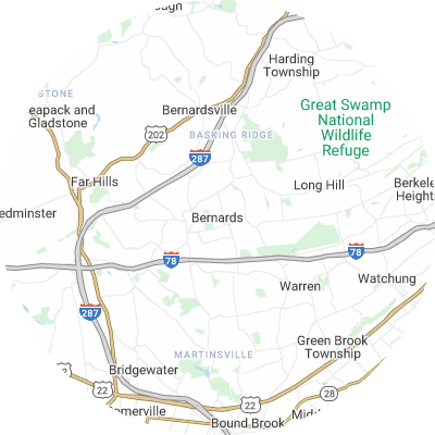 Best window replacement companies in Bernards, NJ map