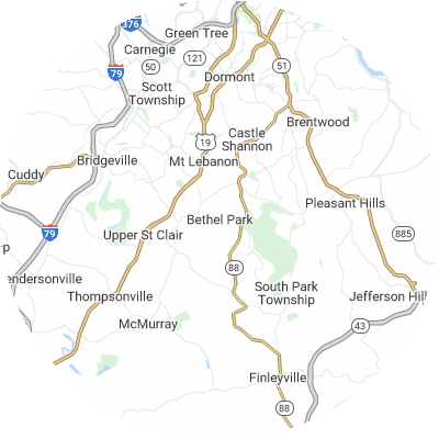 Best moving companies in Bethel Park, PA map