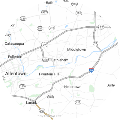 Best tree removal companies in Bethlehem, PA map