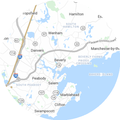 Best lawn care companies in Beverly, MA map