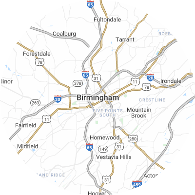 Best pest control companies in Birmingham, AL map