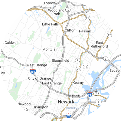 Best moving companies in Bloomfield, NJ map