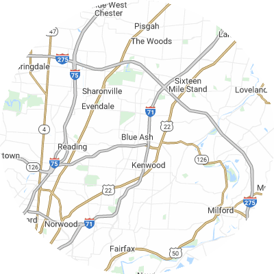 Best pest companies in Blue Ash, OH map