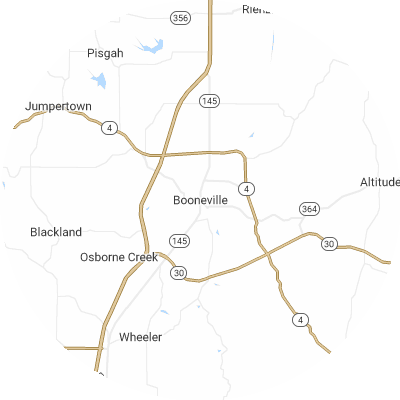 Best moving companies in Booneville, MS map