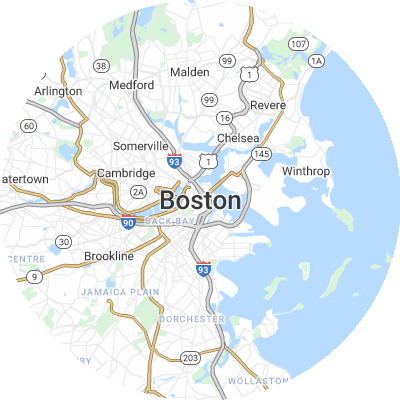 Best lawn companies in Boston, MA map