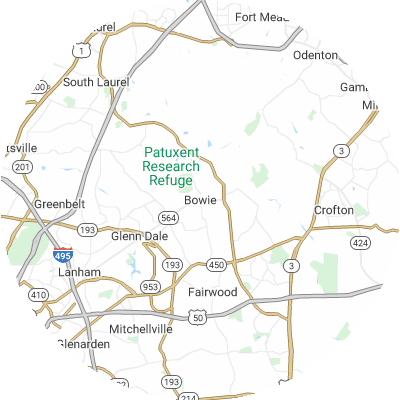 Best pest companies in Bowie, MD map