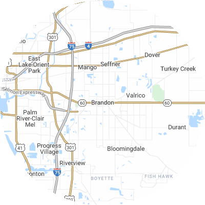 Best moving companies in Brandon, FL map
