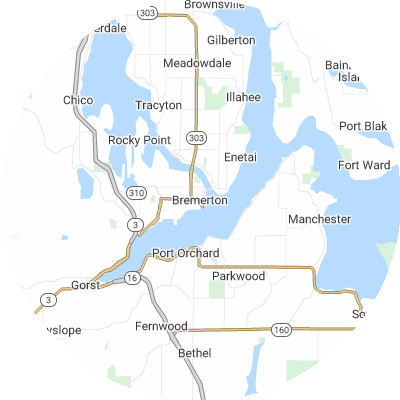 Best roofers in Bremerton, WA map
