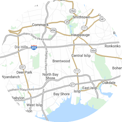 Best moving companies in Brentwood, NY map