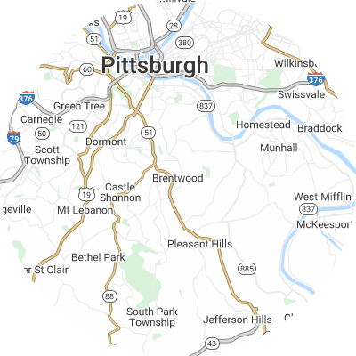 Best moving companies in Brentwood, PA map