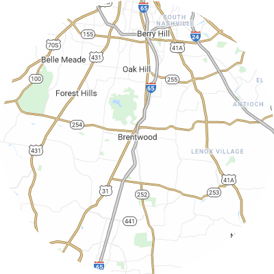 Best pest companies in Brentwood, TN map