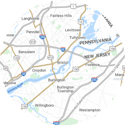 Best lawn care companies in Bristol, PA map