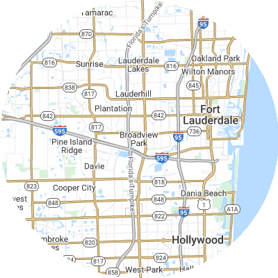 Best window replacement companies in Broadview Park, FL map
