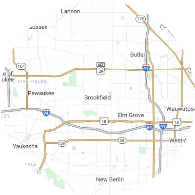 Best lawn care companies in Brookfield, WI map