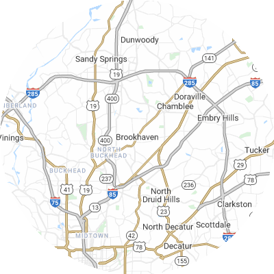 Best pest companies in Brookhaven, GA map