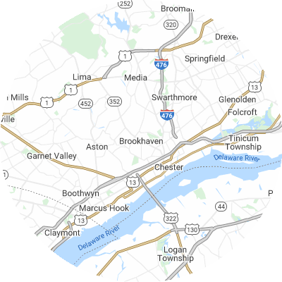 Best plumbers in Brookhaven, PA map