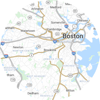 Best window replacement companies in Brookline, MA map
