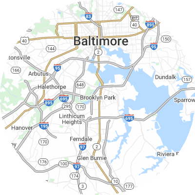 Best moving companies in Brooklyn Park, MD map