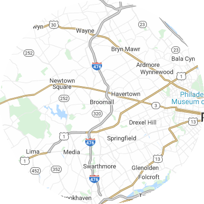 Best lawn care companies in Broomall, PA map