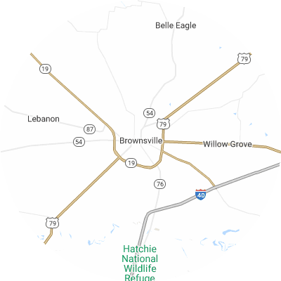 Best moving companies in Brownsville, TN map
